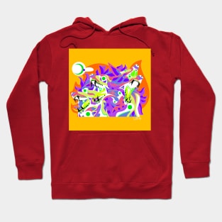 cadejo sinister cryptid dog from el salvador ecopop art in night Hoodie